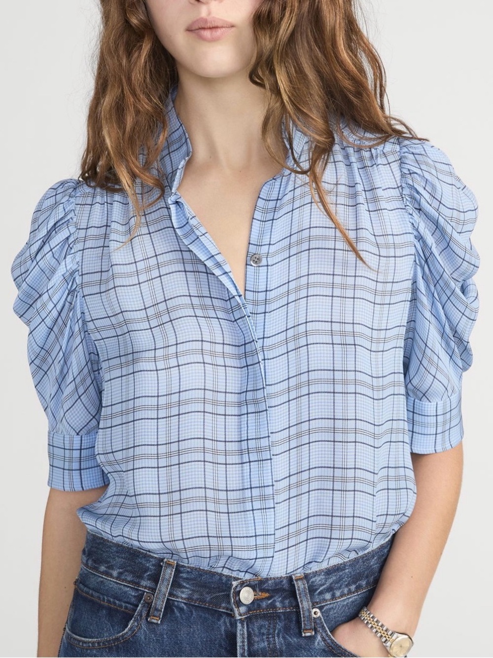 FRAME The Plaid Gillian Top Size XS